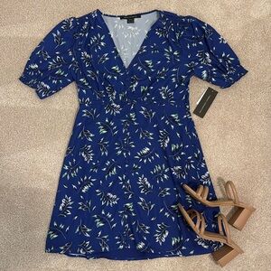 NWT French Connection Feuille Blue Mini Dress Women’s US Size 10
